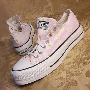 CONVERSE Lift  Platform All Star Pink Low 'Camp - Daisies' Women's 9.0 Men's 7.0